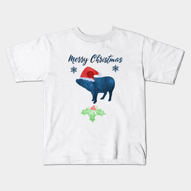 Christmas Pig Kids T-Shirt by TheJollyMarten